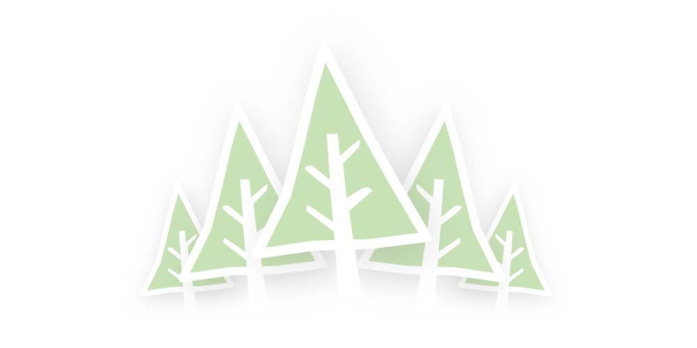 Ein kleiner Wald aus den stilistischen Bäumen des Logos