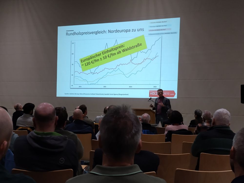 Holzkurier-Chefredakteur Gerd Ebner erläutert die Entwicklung der Holzmärkte im Jahr 2025.